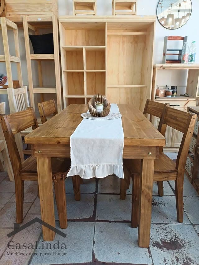 Juego de comedor Rústico 1,80 m con 6 sillas